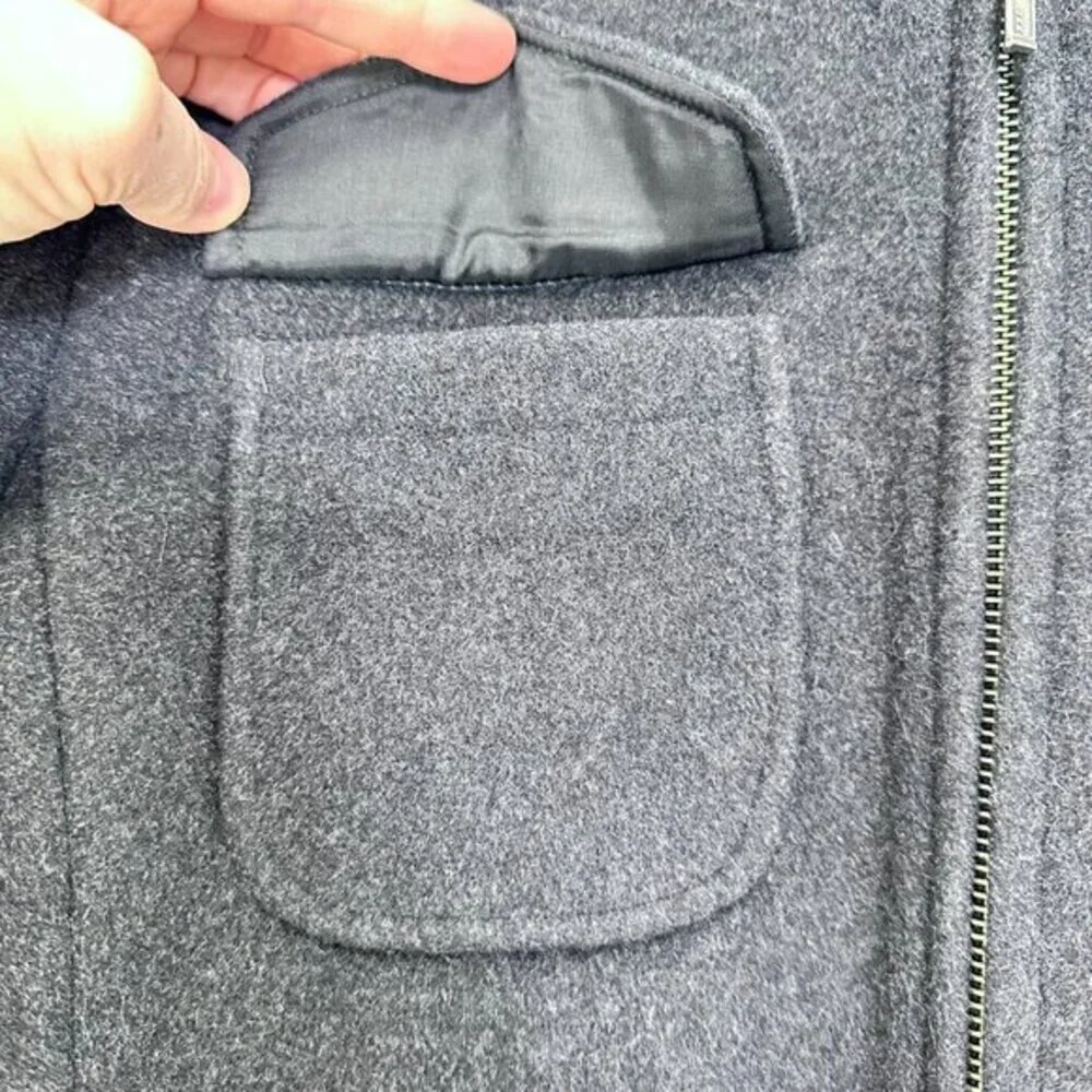 J.‎ Crew Dark Grey Wool Blend Collared 90s Winter Utility Jacket Coat Women's M
